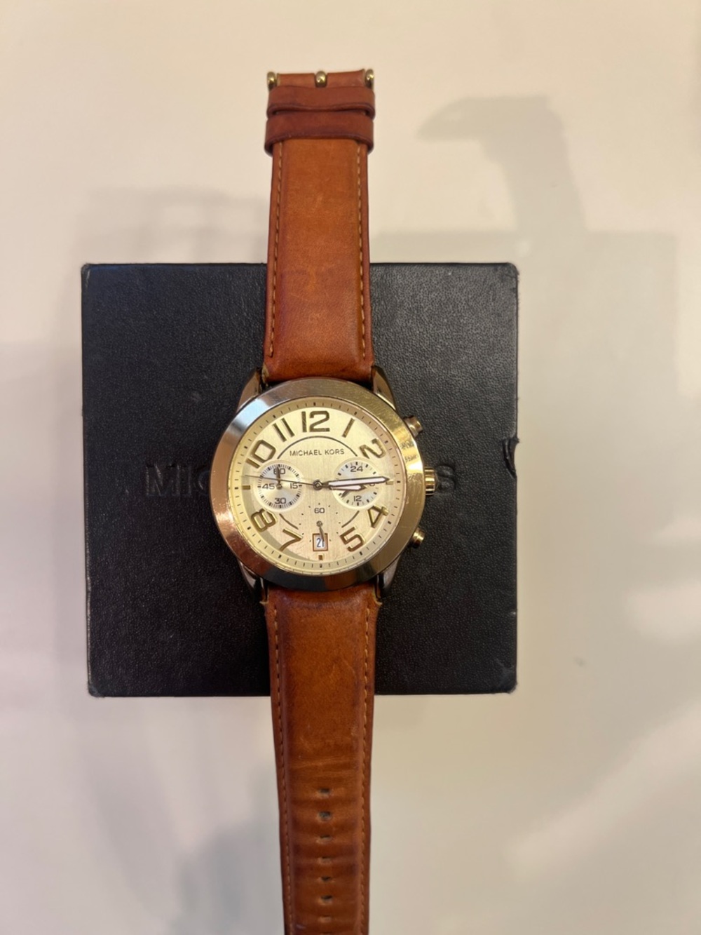 Michael Kors Brown and Gold Leather Strap Watch